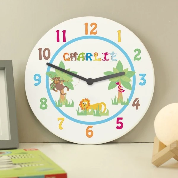 Personalised Blue Animal Alphabet Clock 1 Personalised Blue Animal Alphabet Clock