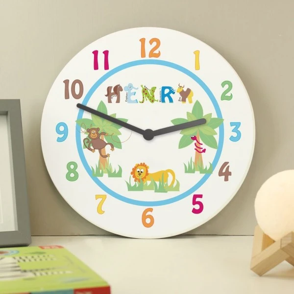 Personalised Blue Animal Alphabet Clock 3 Personalised Blue Animal Alphabet Clock - Image 3