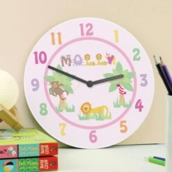 Personalised Pink Animal Alphabet Clock -PERSONALISE STORE p0306h92 3