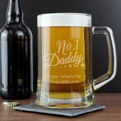 Personalised No.1 Daddy Glass Pint Stern Tankard -PERSONALISE STORE p0307g74 2