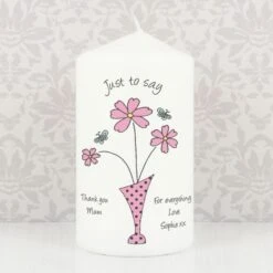 Personalised Flower In Vase Message Pillar Candle -PERSONALISE STORE p040949 2