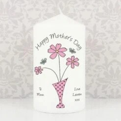 Personalised Flower In Vase Message Pillar Candle -PERSONALISE STORE p040949 4
