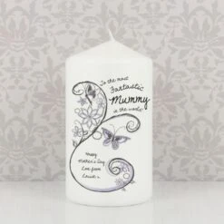 Personalised Flower Pattern Pillar Candle