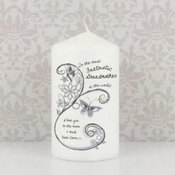Personalised Flower Pattern Pillar Candle -PERSONALISE STORE p0409a88 2