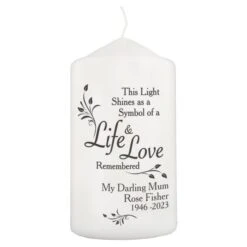 Personalised Life & Love Pillar Candle -PERSONALISE STORE p0409c02 3