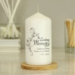 Personalised In Loving Memory Pillar Candle