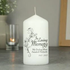 Personalised In Loving Memory Pillar Candle -PERSONALISE STORE p0409c03 2