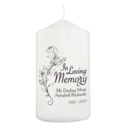 Personalised In Loving Memory Pillar Candle -PERSONALISE STORE p0409c03 3