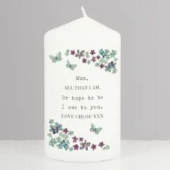 Personalised Forget Me Not Pillar Candle -PERSONALISE STORE p0409c64 2