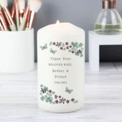 Personalised Forget Me Not Pillar Candle -PERSONALISE STORE p0409c64 3