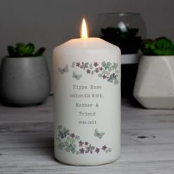 Personalised Forget Me Not Pillar Candle -PERSONALISE STORE p0409c64 4