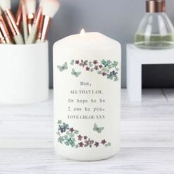 Personalised Forget Me Not Pillar Candle -PERSONALISE STORE p0409c64 6