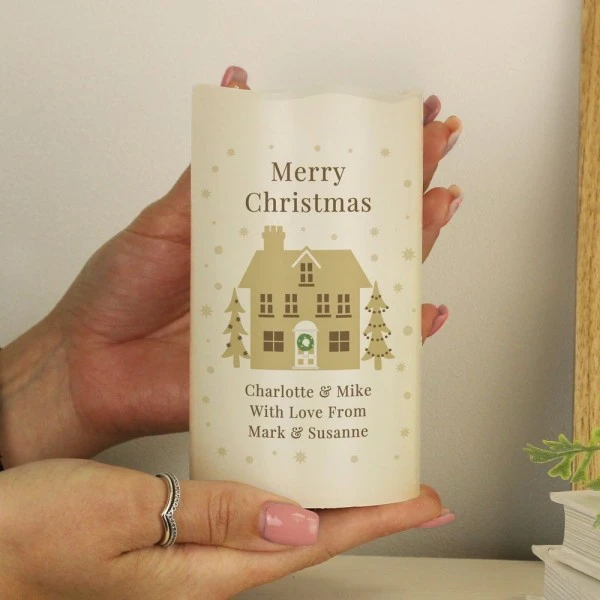 Personalised Festive Village LED Candle 2 Personalised Festive Village LED Candle - Image 2