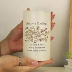 Personalised Christmas Floral LED Candle -PERSONALISE STORE p0409c91 2