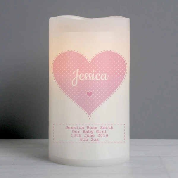 Personalised Stitch & Dot Baby Girl Night Light LED Candle 1 Personalised Stitch & Dot Baby Girl Night Light LED Candle