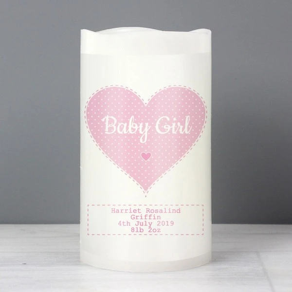 Personalised Stitch & Dot Baby Girl Night Light LED Candle 3 Personalised Stitch & Dot Baby Girl Night Light LED Candle - Image 3