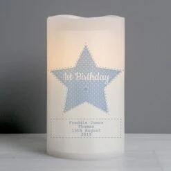 Personalised Stitch & Dot Baby Boy Nightlight LED Candle -PERSONALISE STORE p0409d12 3