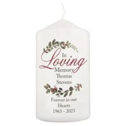 Personalised In Loving Memory Wreath Pillar Candle -PERSONALISE STORE p0409d28 4