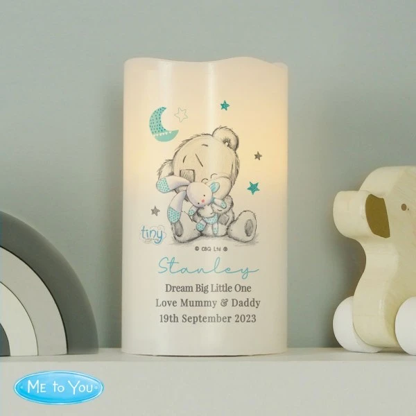 Personalised Tiny Tatty Teddy Blue Nightlight LED Candle 1 Personalised Tiny Tatty Teddy Blue Nightlight LED Candle