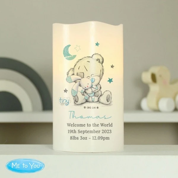 Personalised Tiny Tatty Teddy Blue Nightlight LED Candle 2 Personalised Tiny Tatty Teddy Blue Nightlight LED Candle - Image 2