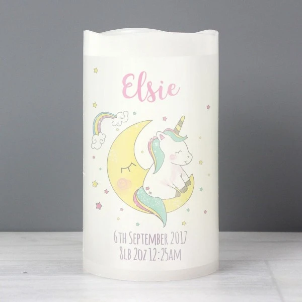 Personalised Baby Unicorn Nightlight LED Candle 1 Personalised Baby Unicorn Nightlight LED Candle