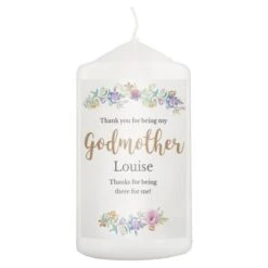 Personalised Godmother "Floral Watercolour" Pillar Candle -PERSONALISE STORE p0409d51 3