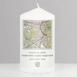 Personalised Present Day Map Compass Pillar Candle -PERSONALISE STORE p0409d53 2
