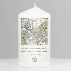 Personalised Present Day Map Compass Pillar Candle -PERSONALISE STORE p0409d53 3