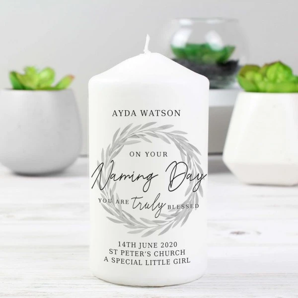 Personalised Truly Blessed Naming Day Pillar Candle 3 Personalised Truly Blessed Naming Day Pillar Candle - Image 3