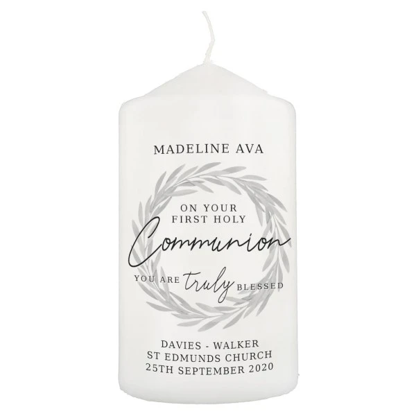 Personalised "Truly Blessed" First Holy Communion Pillar Candle 2 Personalised "Truly Blessed" First Holy Communion Pillar Candle - Image 2
