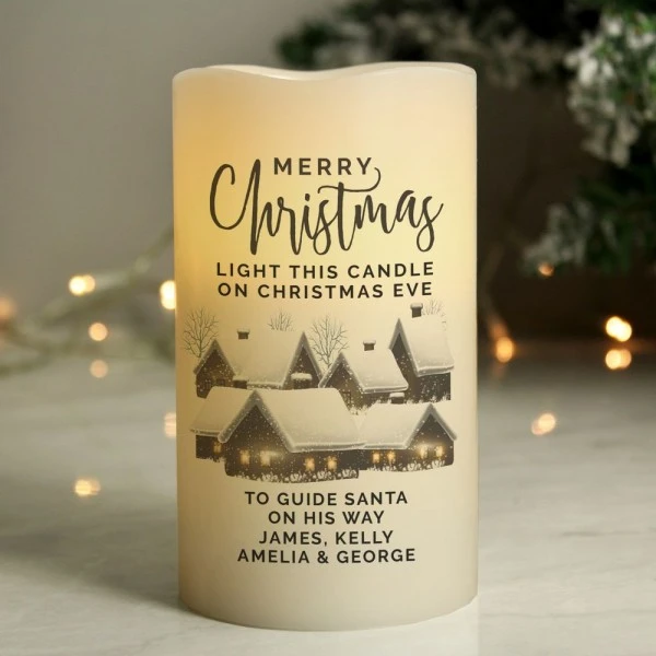 Personalised Christmas Town LED Candle 1 Personalised Christmas Town LED Candle