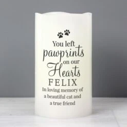 Personalised Pawprints On Our Hearts LED Candle -PERSONALISE STORE p0409d93 2