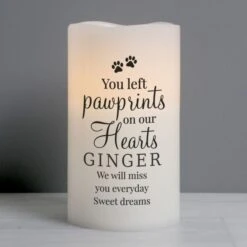 Personalised Pawprints On Our Hearts LED Candle -PERSONALISE STORE p0409d93 3