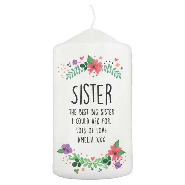 Personalised Floral Pillar Candle 2 Personalised Floral Pillar Candle - Image 2