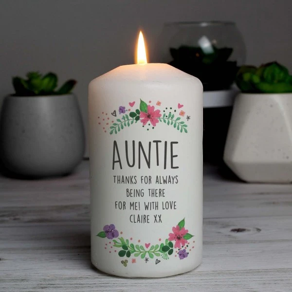 Personalised Floral Pillar Candle 3 Personalised Floral Pillar Candle - Image 3
