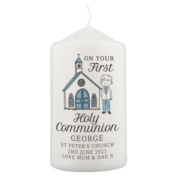 Personalised Boys First Holy Communion Pillar Candle 2 Personalised Boys First Holy Communion Pillar Candle - Image 2