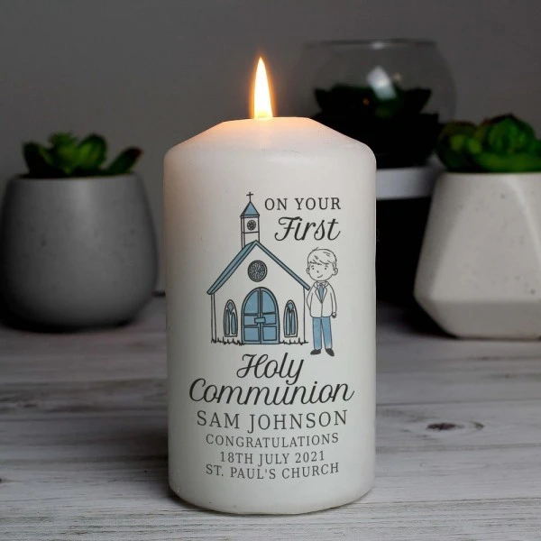Personalised Boys First Holy Communion Pillar Candle 3 Personalised Boys First Holy Communion Pillar Candle - Image 3