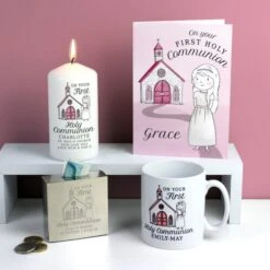 Personalised Girls First Holy Communion Pillar Candle -PERSONALISE STORE p0409e01 3