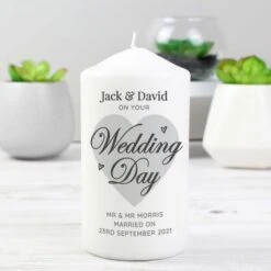 Personalised On Your Wedding Day Pillar Candle -PERSONALISE STORE p0409e03 3