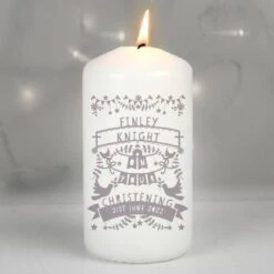 Personalised Grey Papercut Style Pillar Candle