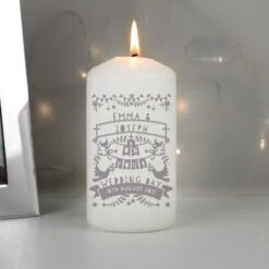 Personalised Grey Papercut Style Pillar Candle -PERSONALISE STORE p0409e05 2