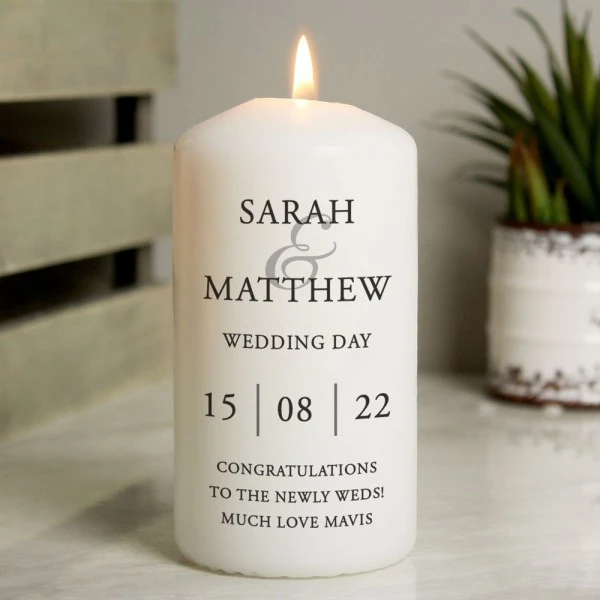 Personalised Couples Pillar Candle 1 Personalised Couples Pillar Candle