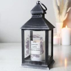 Personalised Soft Watercolour Rustic Black Lantern -PERSONALISE STORE p050703 2