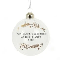 Personalised Gold Wreath Glass Bauble -PERSONALISE STORE p050712 3