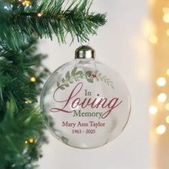 Personalised In Loving Memory Glass Bauble