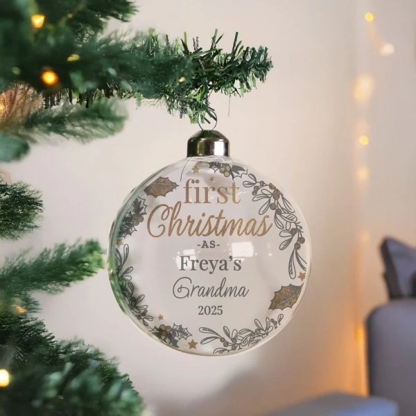 Personalised First Christmas As... Glass Bauble 3 Personalised First Christmas As... Glass Bauble - Image 3