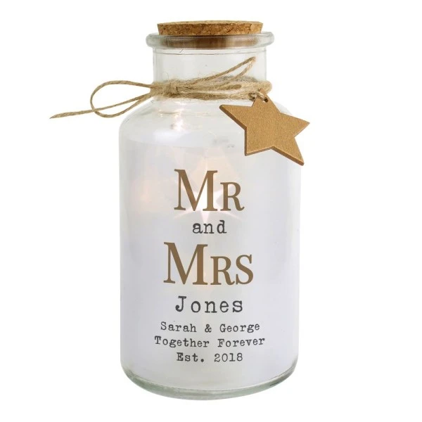 Personalised Mr & Mrs LED Glass Jar 4 Personalised Mr & Mrs LED Glass Jar - Image 4