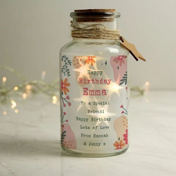 Personalised Floral LED Glass Jar 2 Personalised Floral LED Glass Jar - Image 2