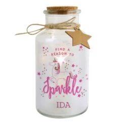Personalised Unicorn LED Glass Jar -PERSONALISE STORE p050725 2