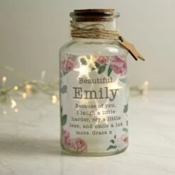 Personalised Floral Watercolour LED Glass Jar -PERSONALISE STORE p050733 2